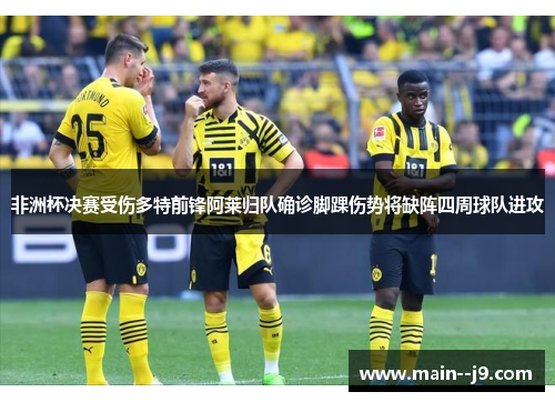 非洲杯决赛受伤多特前锋阿莱归队确诊脚踝伤势将缺阵四周球队进攻